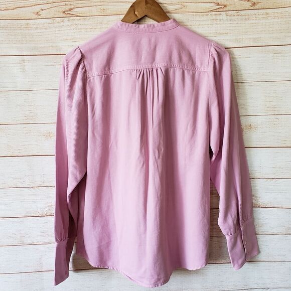 Point Sur/J. Crew Cotton Blend Twill Button Front Long Sleeve Shacket Pink - Picture 5 of 9